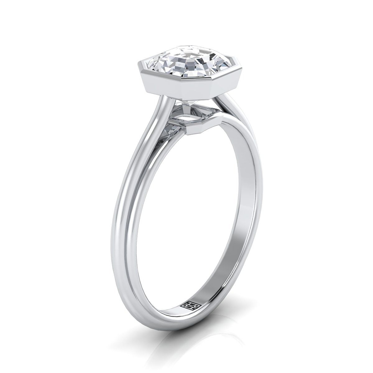Select Bezel Solitaire Cut styling on The Hayley asscher engagement ring setting | RockHer