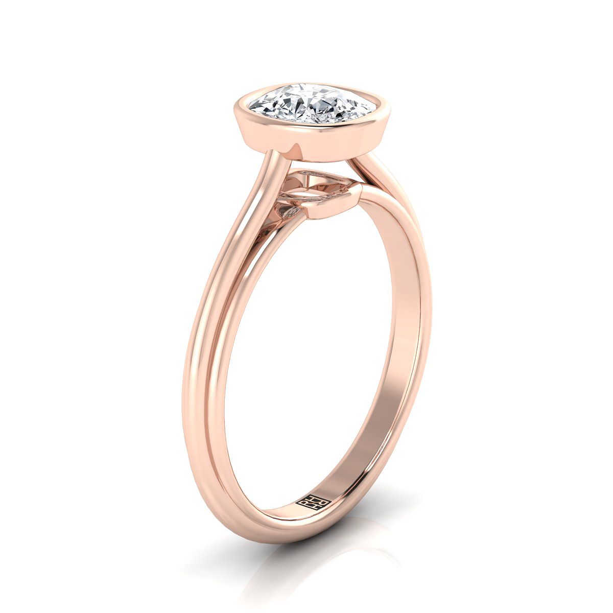 Select Bezel Solitaire Cut styling on The Hayley cushion engagement ring setting | RockHer