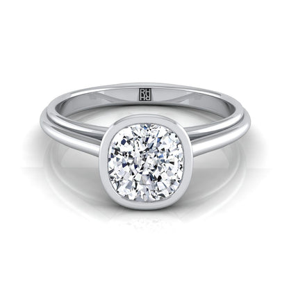 Hayley Select Bezel Solitaire Cushion Cut Lab Diamond Engagement Ring in 18K White Gold | RockHer
