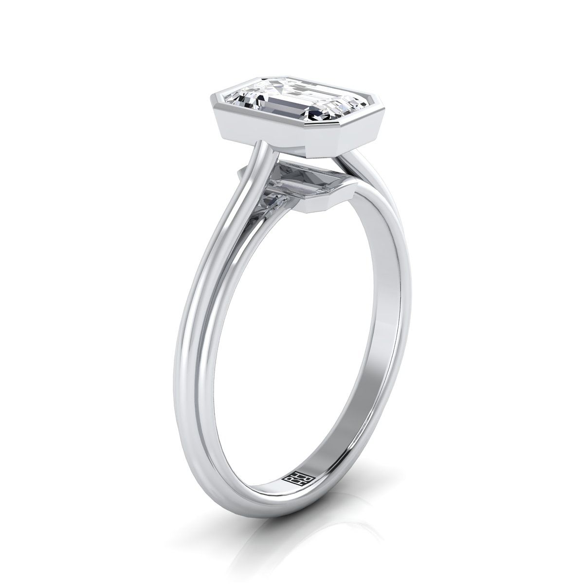 Select Bezel Solitaire Cut styling on The Hayley emerald engagement ring setting | RockHer