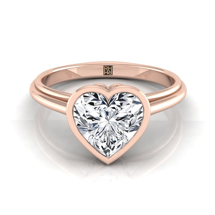 Bezel Cathedral Solitaire Heart Shape, in 14K Rose Gold | RockHer