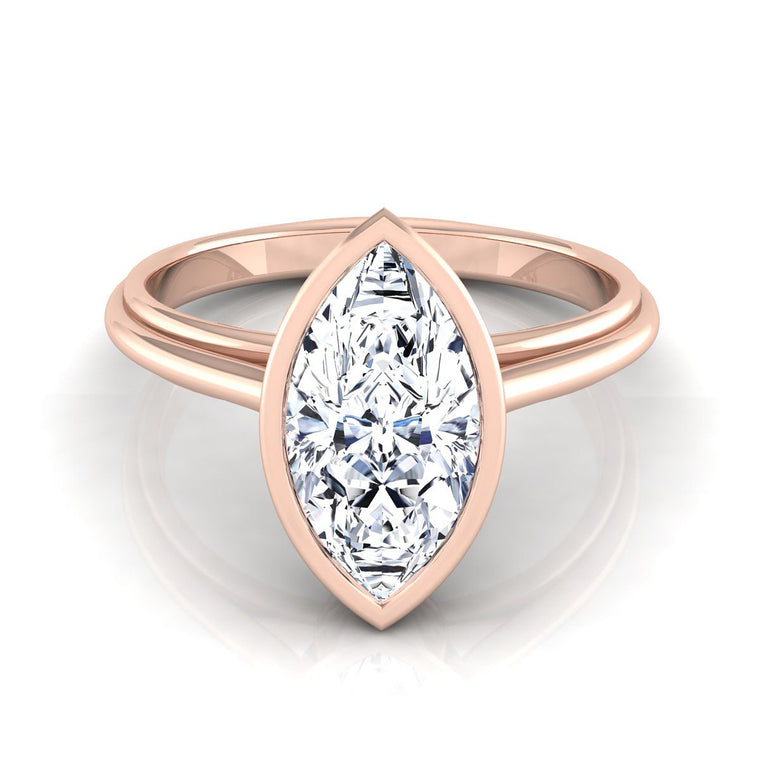 The Hayley Select Bezel Solitaire Marquise Lab Diamond Engagement Ring in 14K Rose Gold