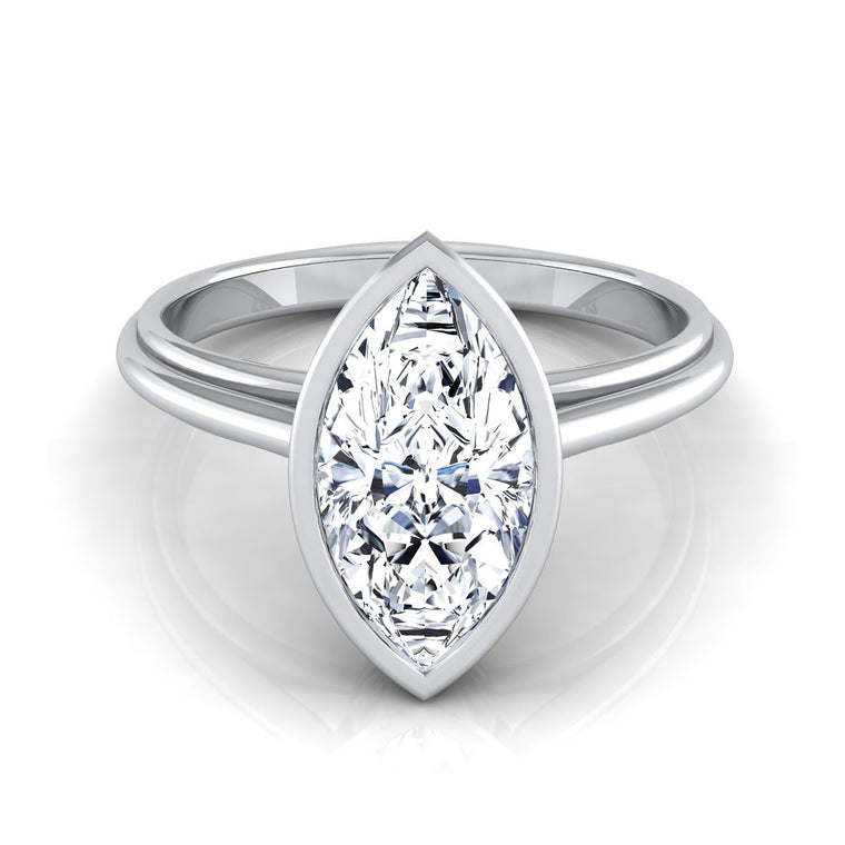 The Hayley Bezel Cathedral Solitaire Marquise Engagement Ring Setting in Platinum