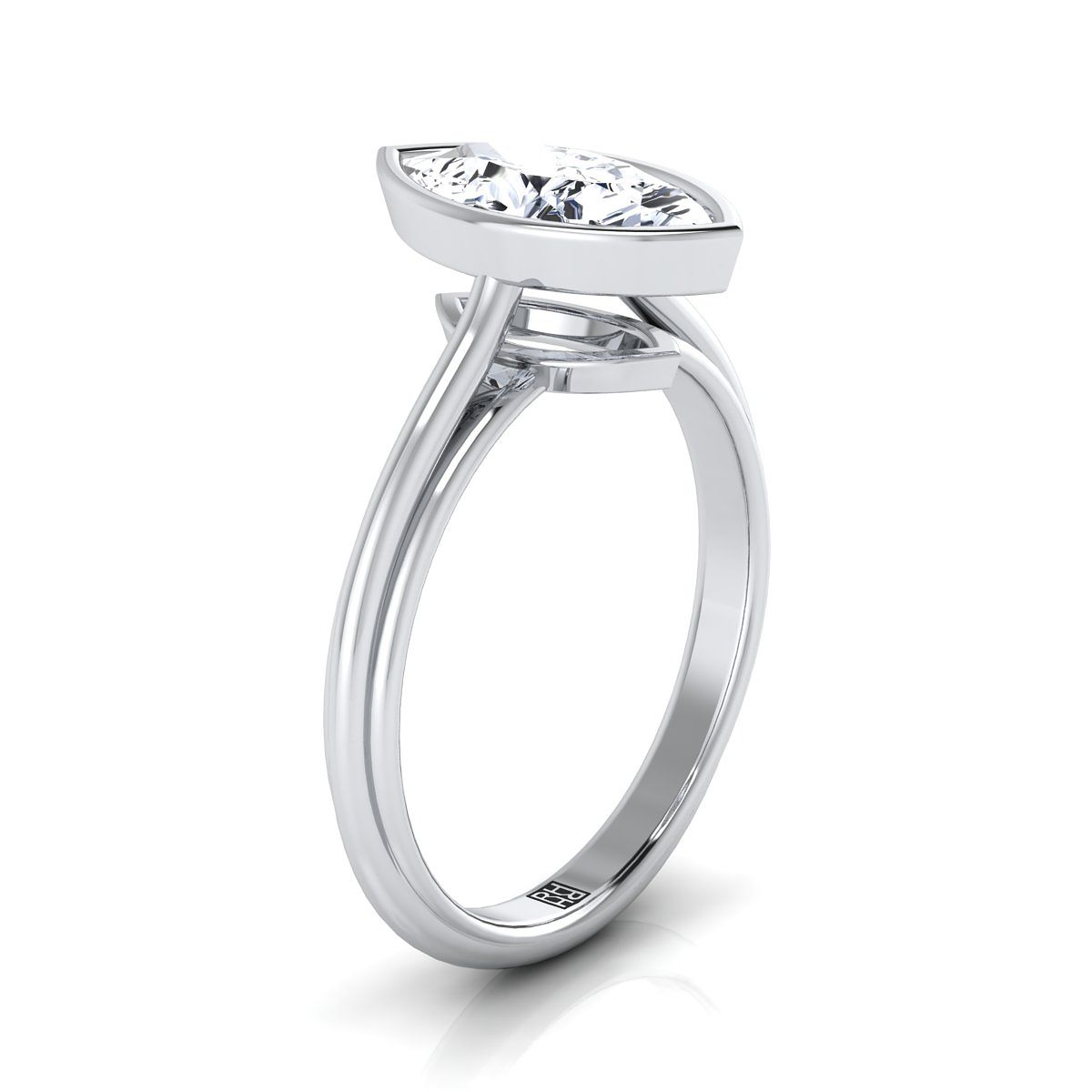 Select Bezel Solitaire styling on The Hayley marquise engagement ring setting | RockHer
