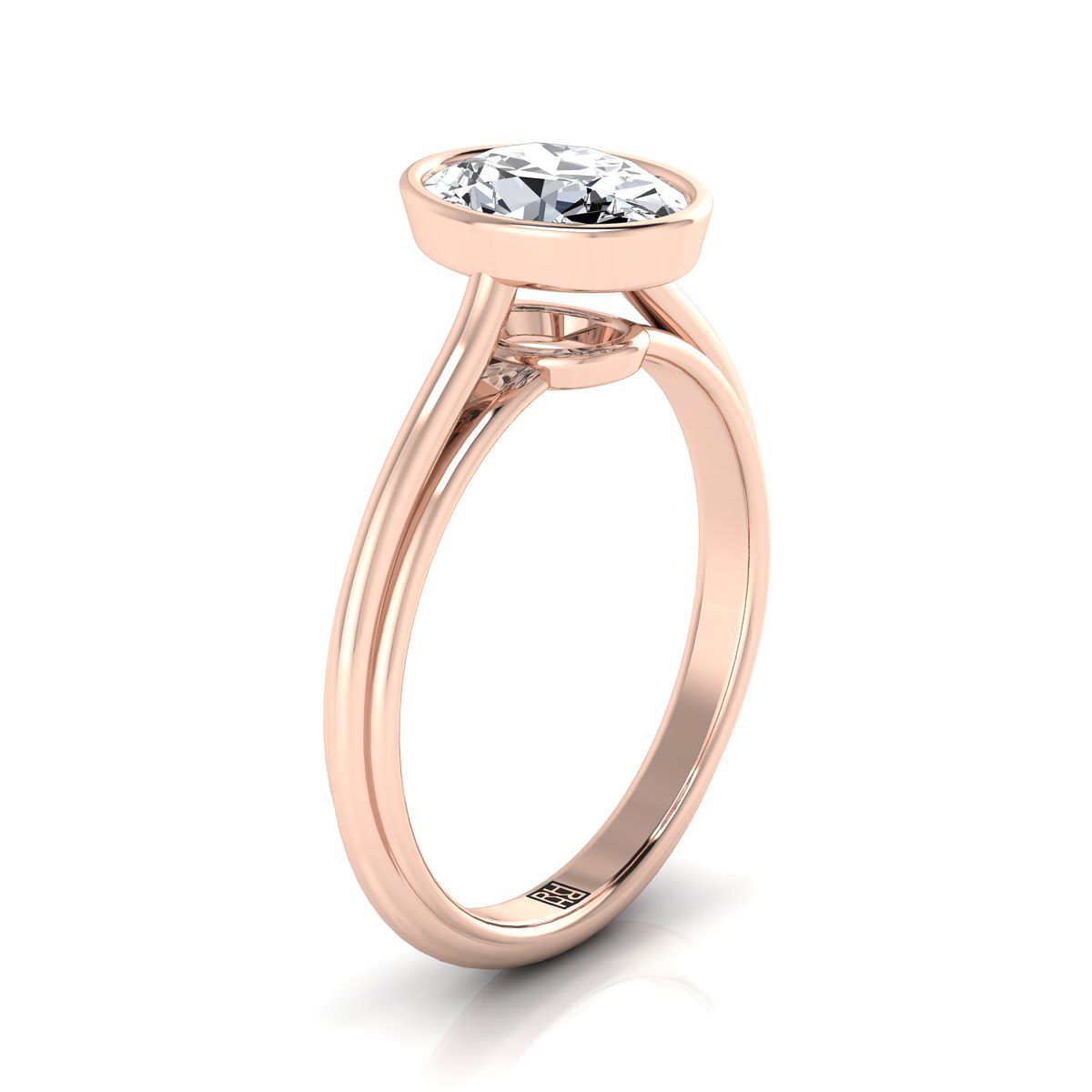 Select Bezel Solitaire styling on The Hayley oval engagement ring setting | RockHer
