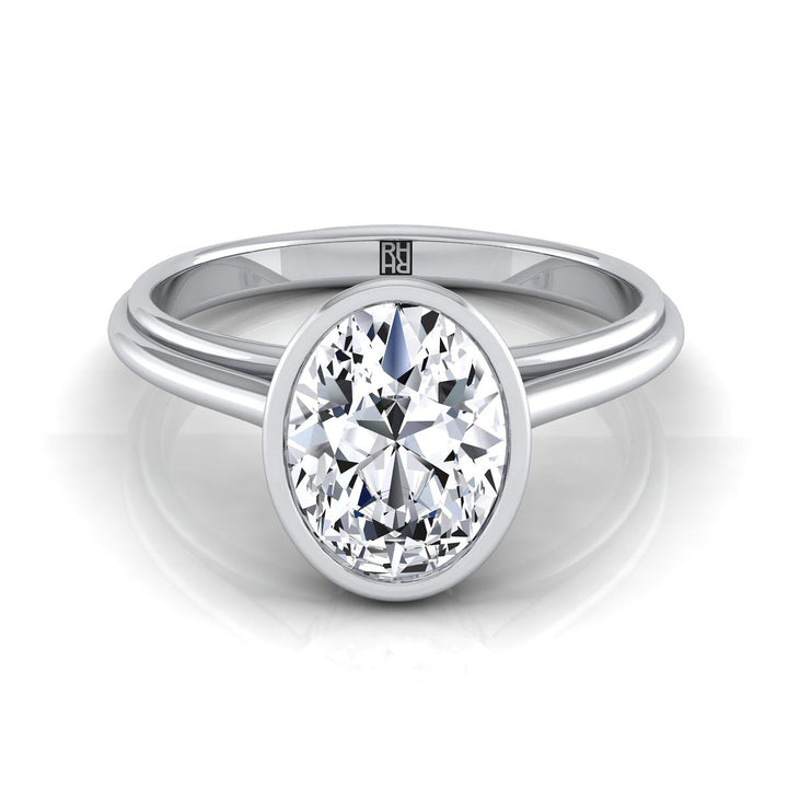 Bezel Cathedral Solitaire Oval, in Platinum | RockHer