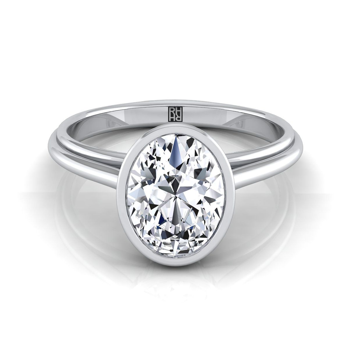 Hayley Select Bezel Solitaire Oval Lab Diamond Engagement Ring in Platinum | RockHer