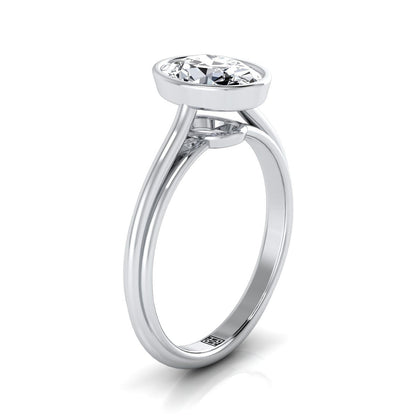 Hayley Select Bezel Solitaire Oval Lab Diamond Engagement Ring in Platinum | RockHer