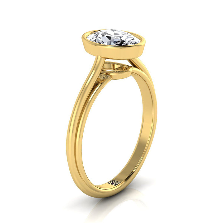 The Hayley Select Bezel Solitaire Engagement Ring with Lab Diamond in 18K Yellow Gold - view 2