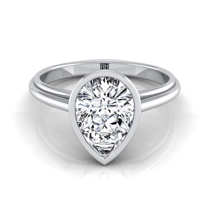 Bezel Cathedral Solitaire Pear Shape, in Platinum | RockHer