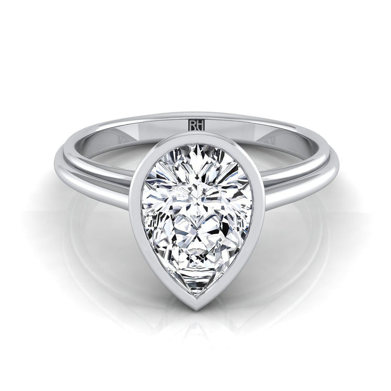 The Hayley Select Bezel Solitaire Pear Lab Diamond Engagement Ring in Platinum