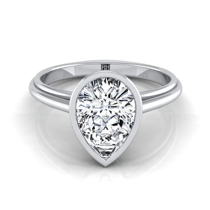 Bezel Cathedral Solitaire Pear Shape, in 18K White Gold | RockHer