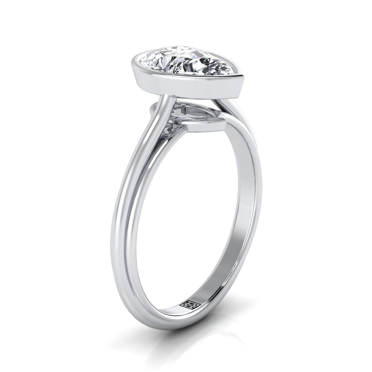 Select Bezel Solitaire styling on The Hayley pear engagement ring setting | RockHer