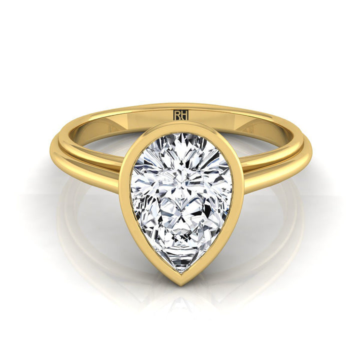 Bezel Cathedral Solitaire Pear Shape, in 18K Yellow Gold | RockHer