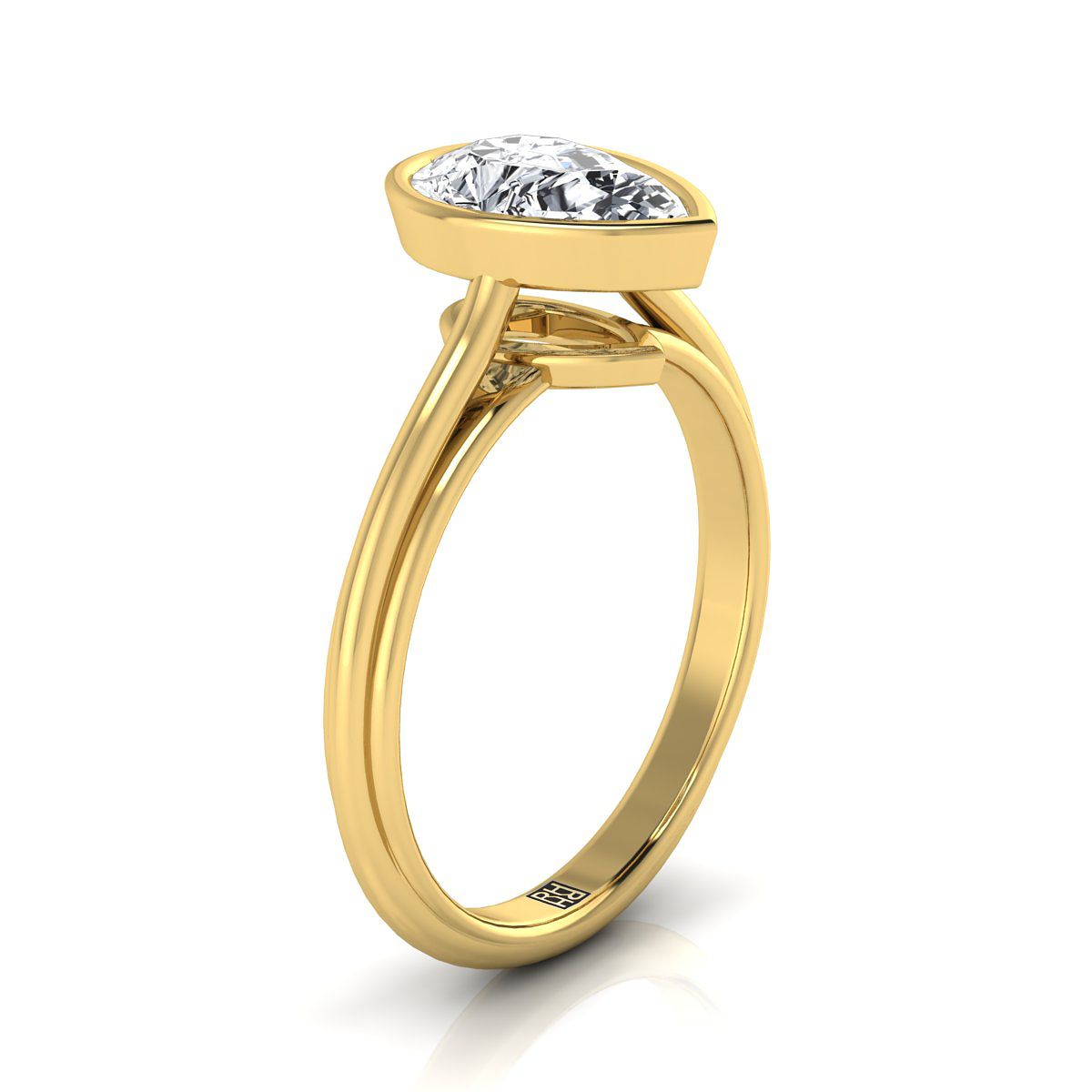 Select Bezel Solitaire styling on The Hayley pear engagement ring setting | RockHer