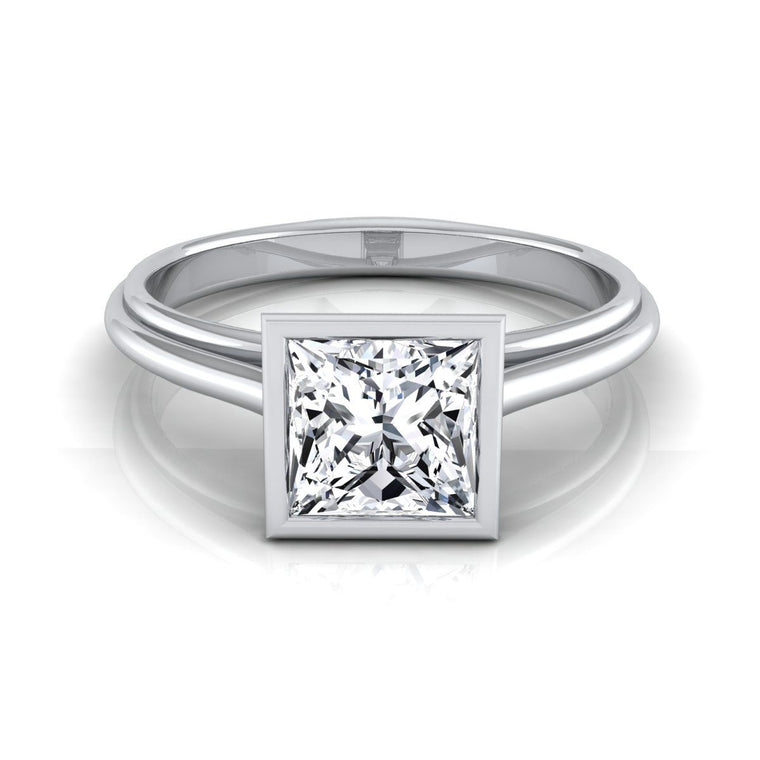 The Hayley Select Bezel Solitaire Princess Cut Lab Diamond Engagement Ring in Platinum