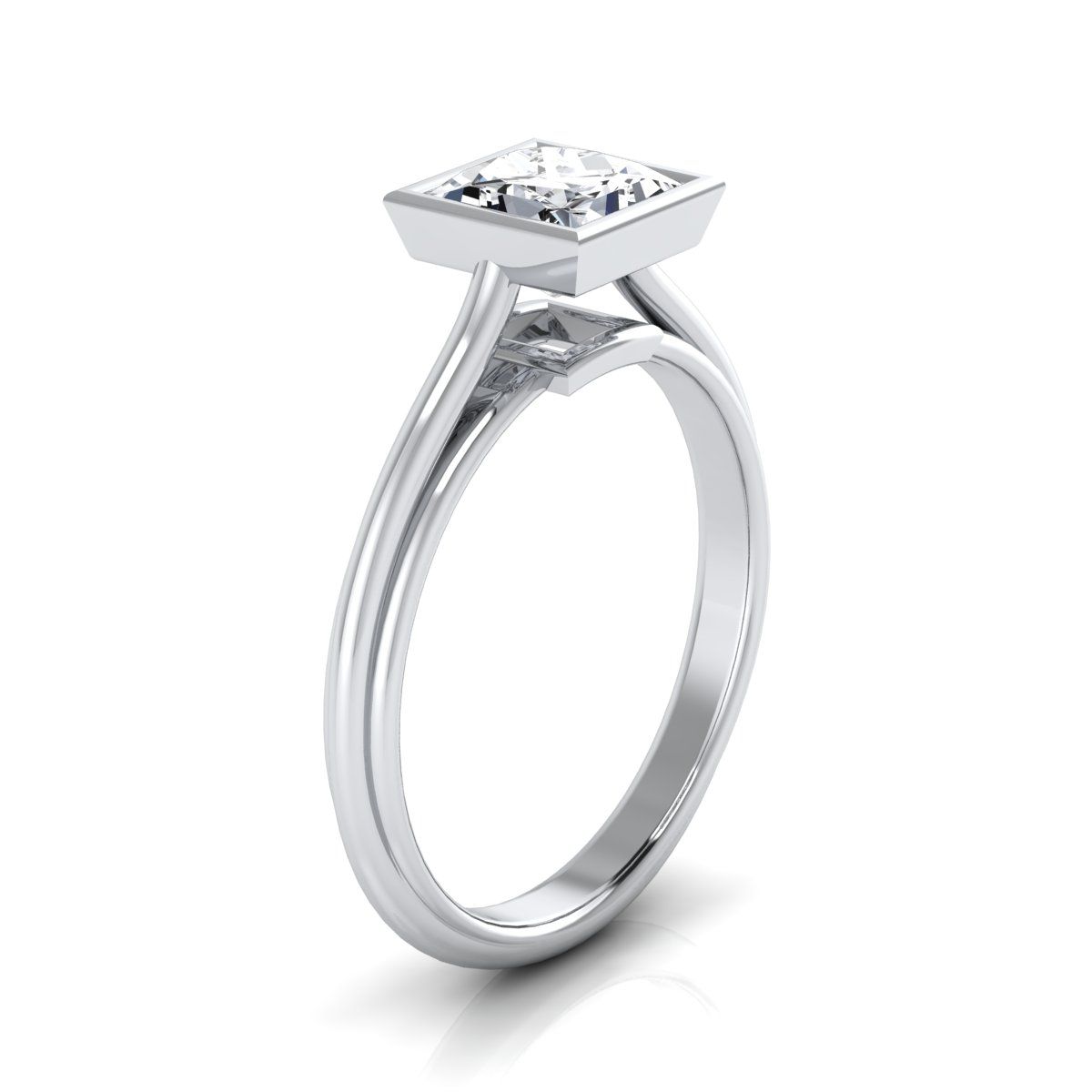 Select Bezel Solitaire styling on The Hayley princess engagement ring setting | RockHer