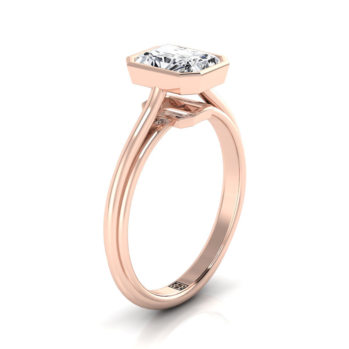 Select Bezel Solitaire Cut styling on The Hayley radiant engagement ring setting | RockHer