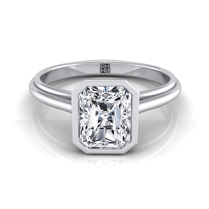 Bezel Cathedral Solitaire Radiant, in 18K White Gold | RockHer