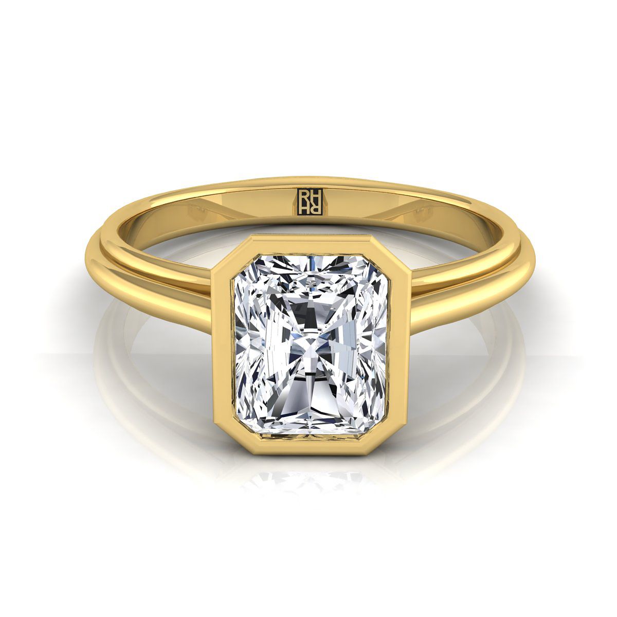 The Hayley radiant engagement ring setting in 18K Yellow Gold | RockHer