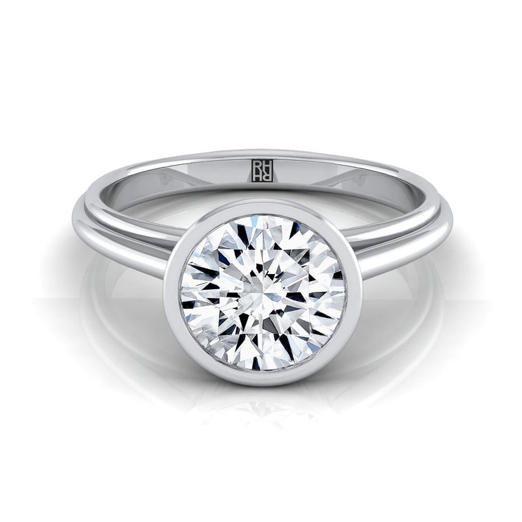 The Hayley Select Bezel Solitaire Round Lab Diamond Engagement Ring in 18K White Gold
