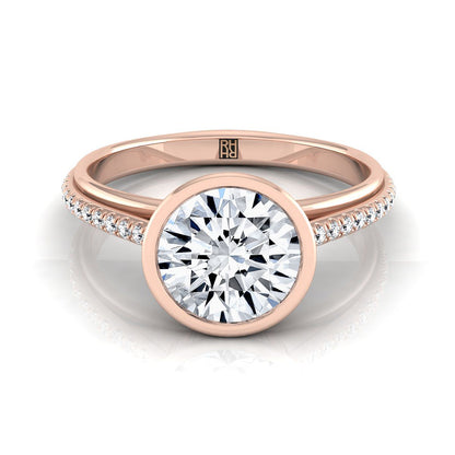 Round Brilliant, Linear Bezel Pavé, in 14K Rose Gold – view 8 | RockHer