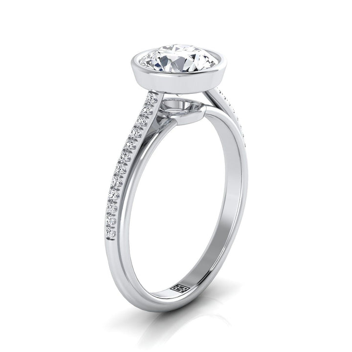 Cappella Select Bezel Solitaire Round Lab Diamond Engagement Ring in Platinum | RockHer