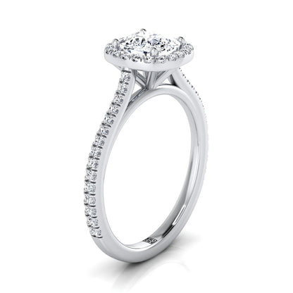 Graduated Shank Pavé Halo Cushion, in Platinum, pave setting – side profile | RockHer
