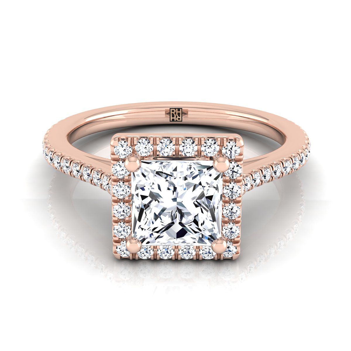 The Sonata princess engagement ring setting in 14K Rose Gold | RockHer