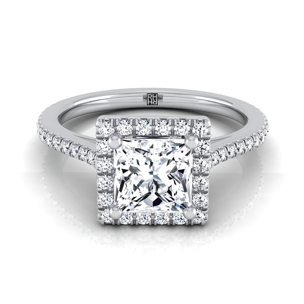 The Sonata princess engagement ring setting in Platinum | RockHer