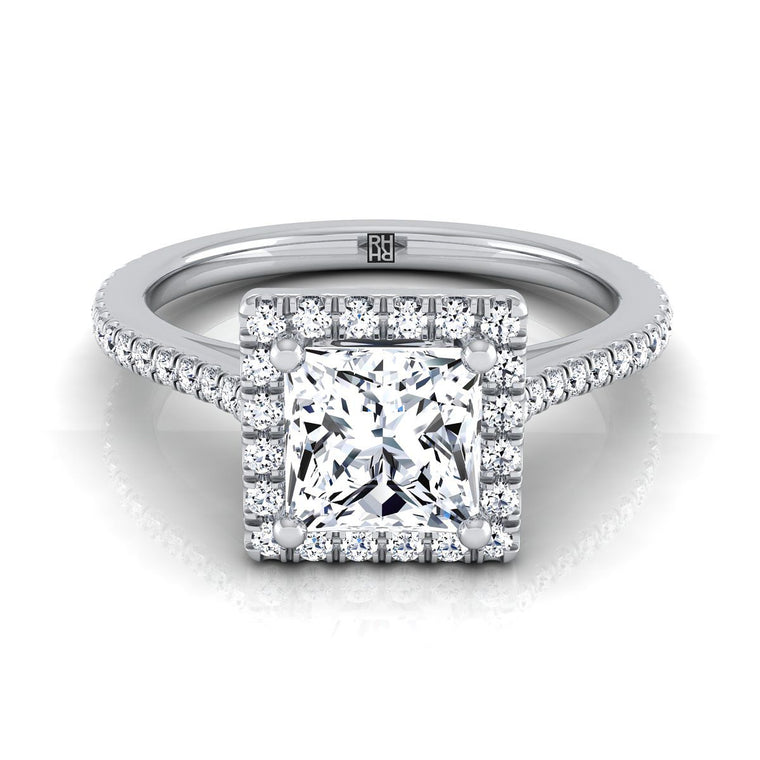 The Sonata Select Halo Princess Cut Lab Diamond Engagement Ring in 18K White Gold