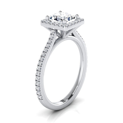 Graduated Shank Pavé Halo Princess, in Platinum, pave setting – side profile | RockHer