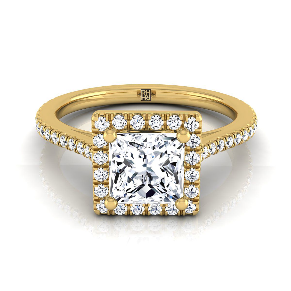 The Sonata princess engagement ring setting in 18K Yellow Gold | RockHer