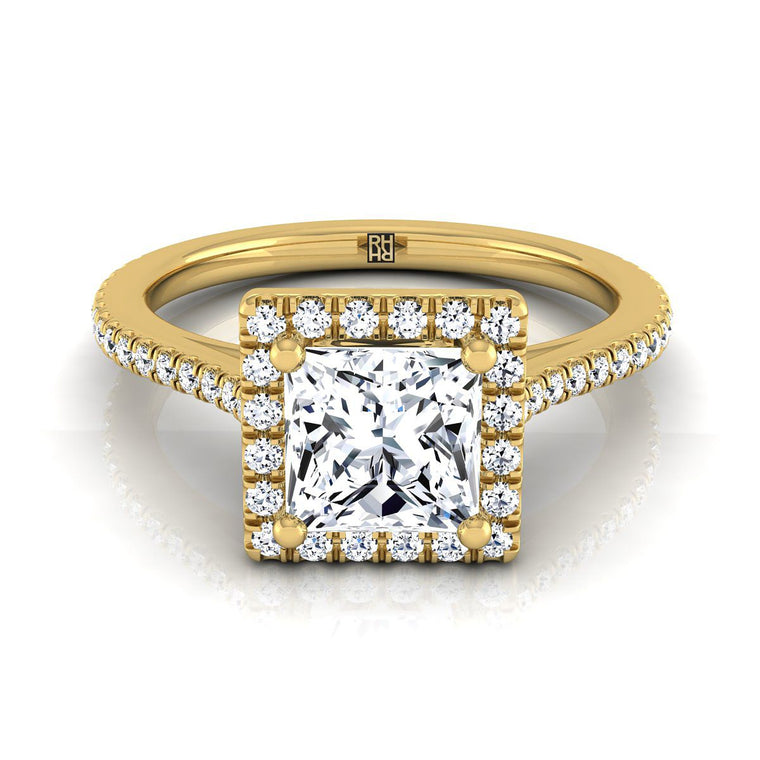 The Sonata Select Halo Princess Cut Lab Diamond Engagement Ring in 18K Yellow Gold