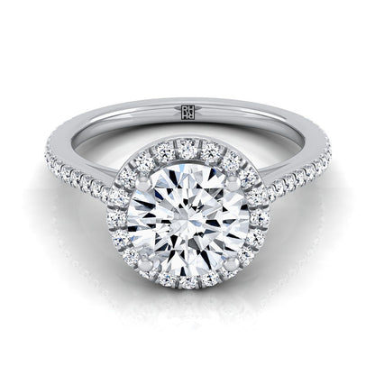 Round Brilliant, Graduated Shank Pavé Halo, in Platinum, pave setting | RockHer