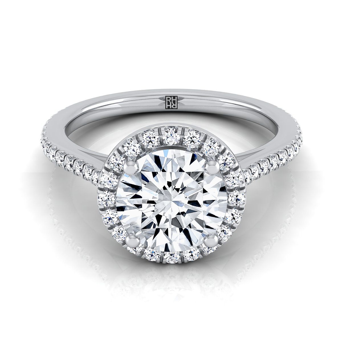 Sonata Select Halo Round Lab Diamond Engagement Ring in Platinum | RockHer