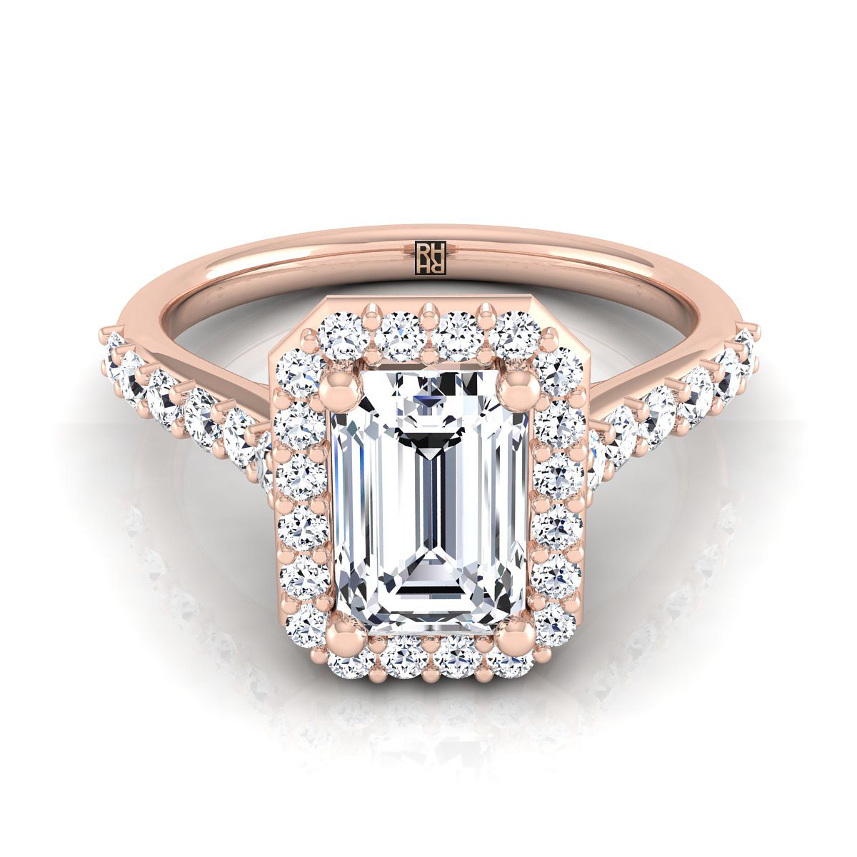 The Alicia emerald engagement ring setting in 14K Rose Gold | RockHer