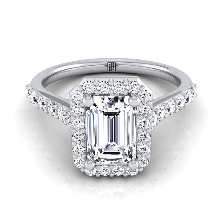 The Alicia Select Halo Engagement Ring with Lab Diamond in 18K White Gold - view 1