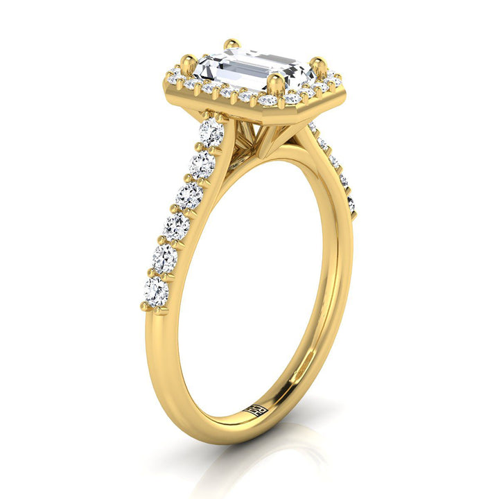 The Alicia Select Halo Engagement Ring with Lab Diamond in 18K Yellow Gold - view 2