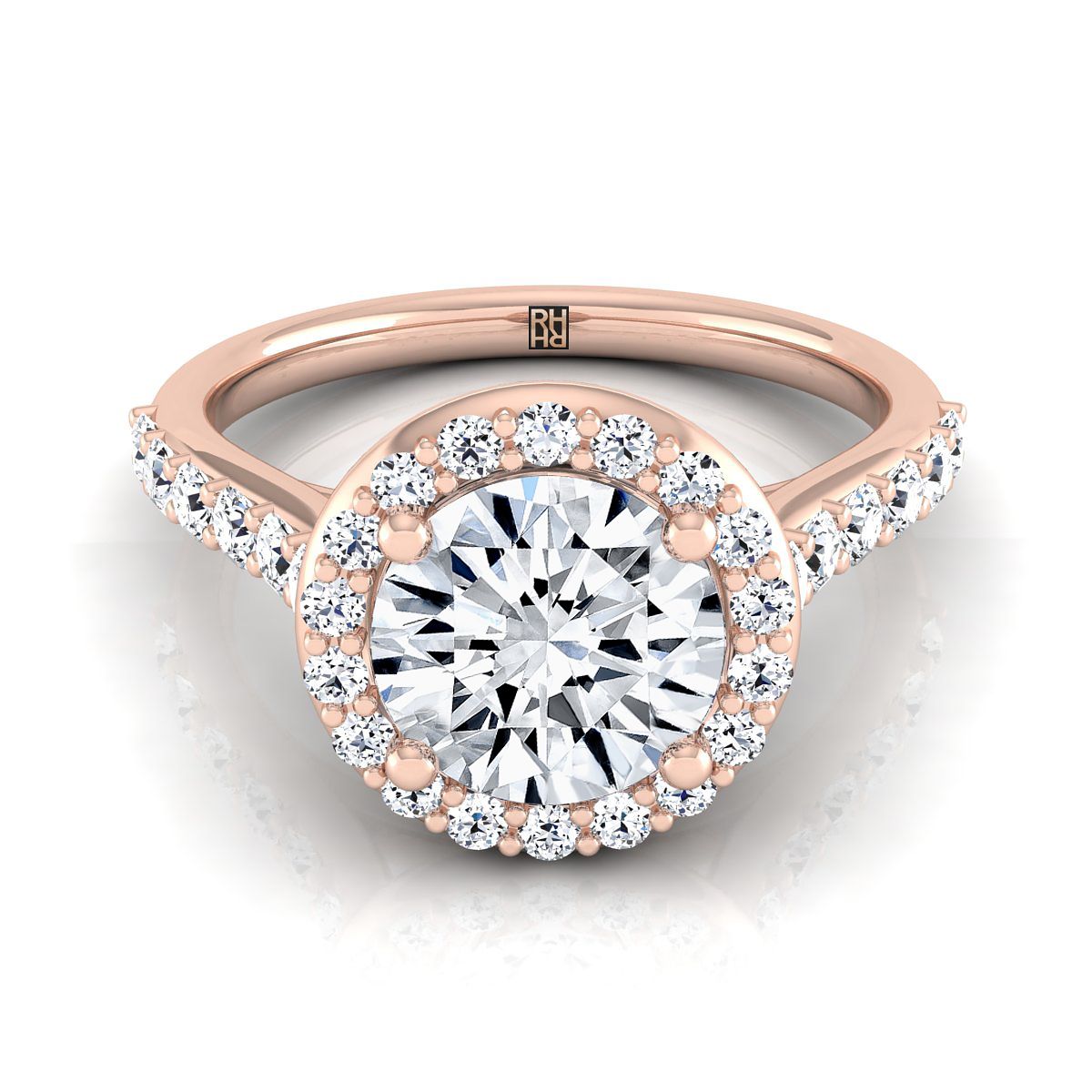 The Alicia round engagement ring setting in 14K Rose Gold | RockHer