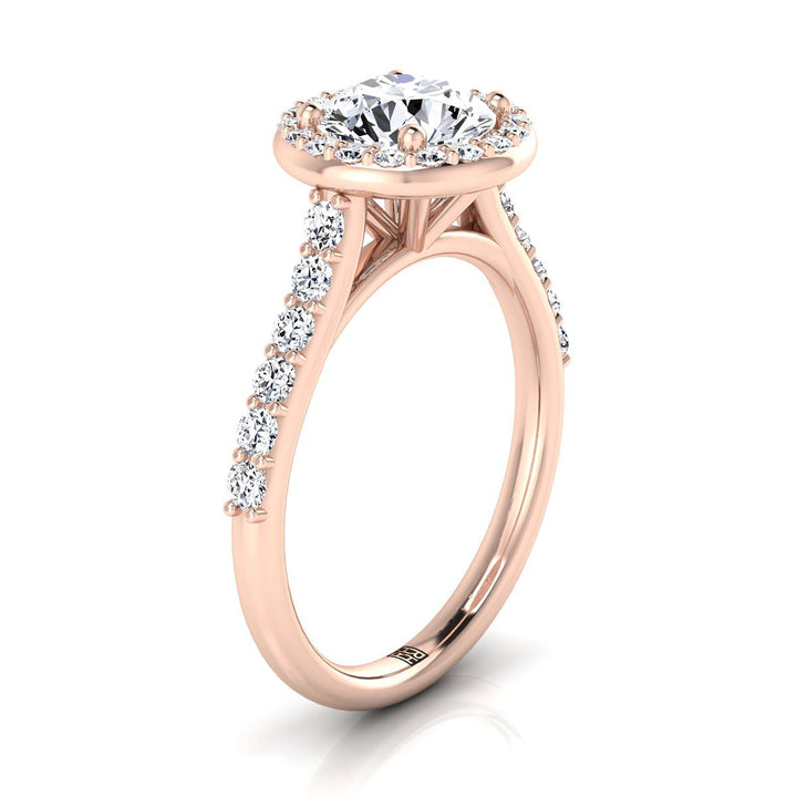 The Alicia Select Halo Engagement Ring with Lab Diamond in 14K Rose Gold - view 2