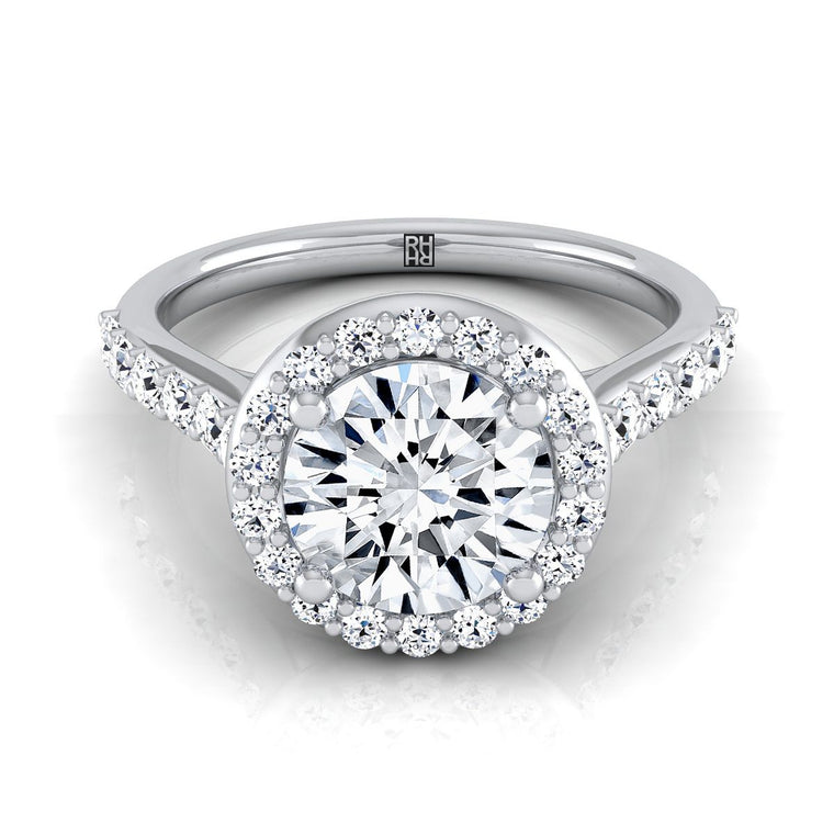 The Alicia Select Halo Round Lab Diamond Engagement Ring in 18K White Gold