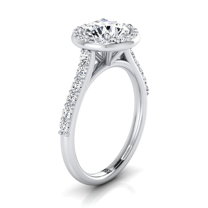 The Alicia Select Halo Engagement Ring with Lab Diamond in 18K White Gold - view 2