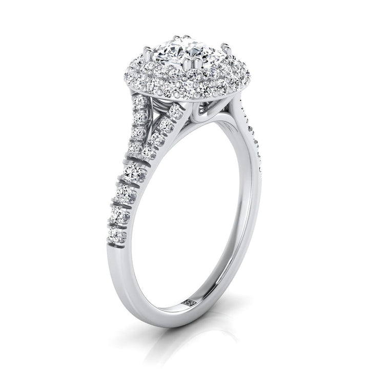 The Betty Select Halo Engagement Ring with Lab Diamond in 18K White Gold - view 2