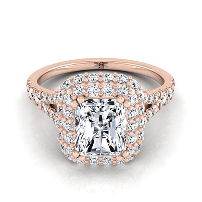Betty Select Double Halo Radiant Cut Lab Diamond Engagement Ring in 14K Rose Gold | RockHer