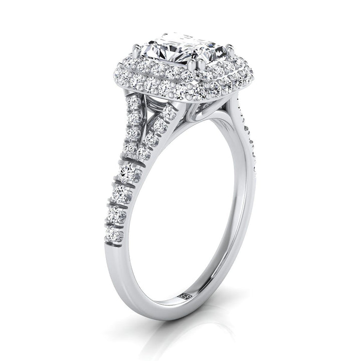 Betty Select Double Halo Radiant Cut Lab Diamond Engagement Ring in Platinum | RockHer