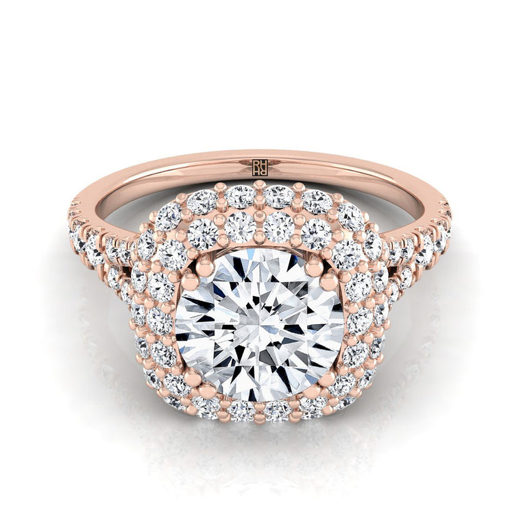 The Betty Select Double Halo Round Lab Diamond Engagement Ring in 14K Rose Gold