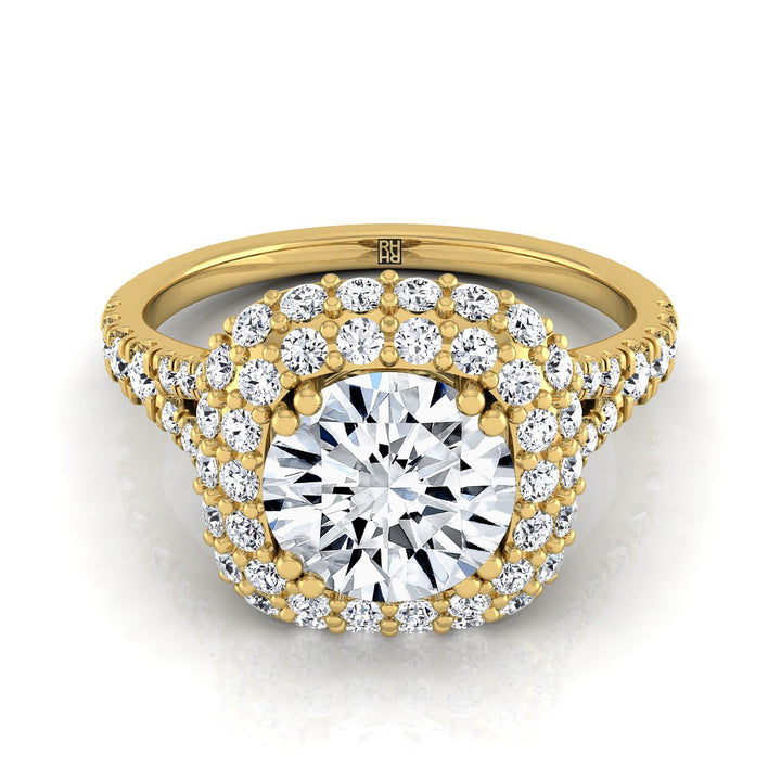 The Betty Select Halo Engagement Ring with Lab Diamond in 18K Yellow Gold - view 1