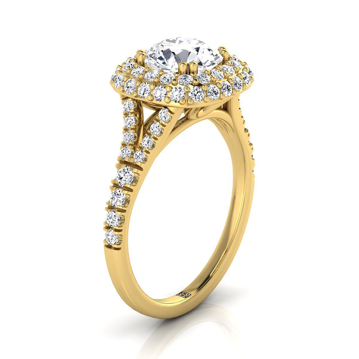 The Betty Select Halo Engagement Ring with Lab Diamond in 18K Yellow Gold - view 2