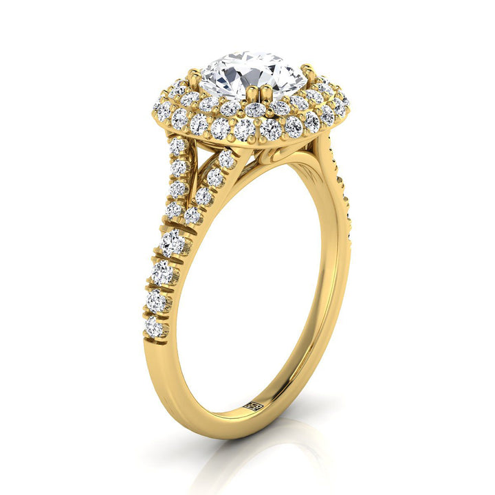 The Betty Select Halo Engagement Ring with Lab Diamond in 18K Yellow Gold - view 2